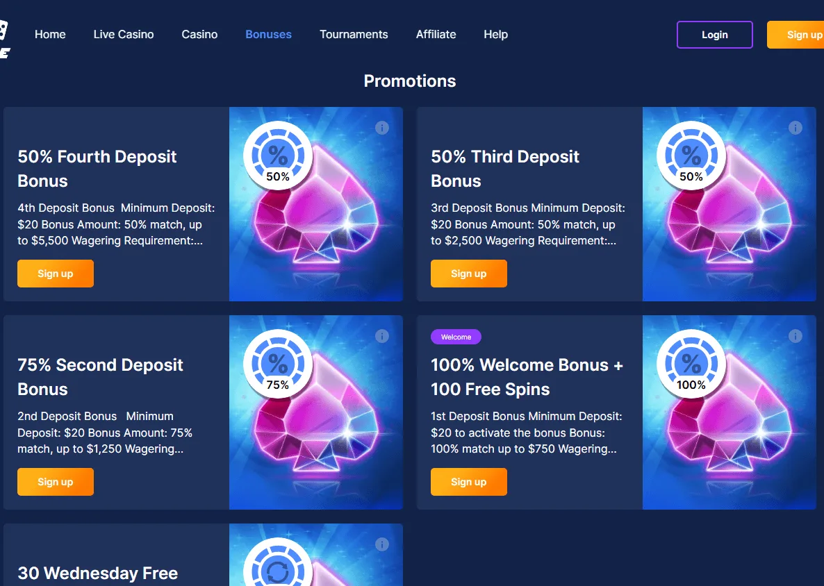 Surge Casino desktop promotions area with casino offers